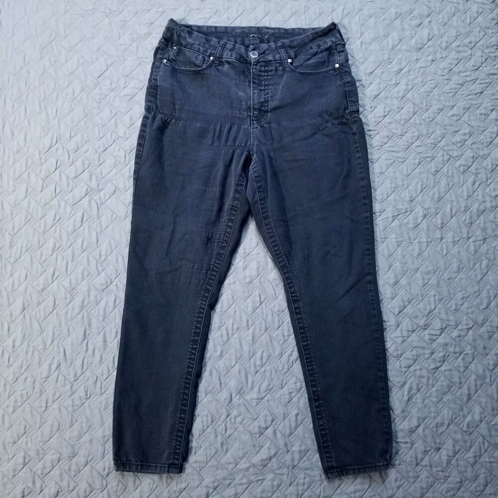 Seven7 Jeans Women's 14X30 Black Tummyless Slim Straight Dark Wash American